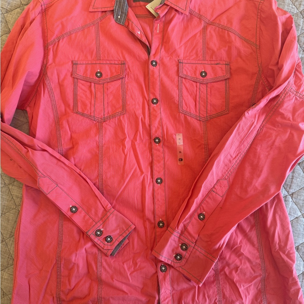 Buckle Men's Vibrant Pink Shirt Jacket